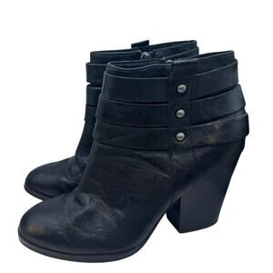 Isola Levin Black Leather Ankle Boots Women's 6.5